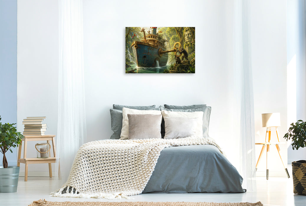 Premium Textil-Leinwand Der Dschungeldampfer