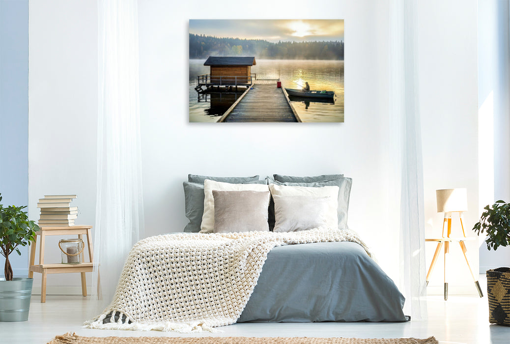 Premium Textil-Leinwand Steg der stillen Stunden.