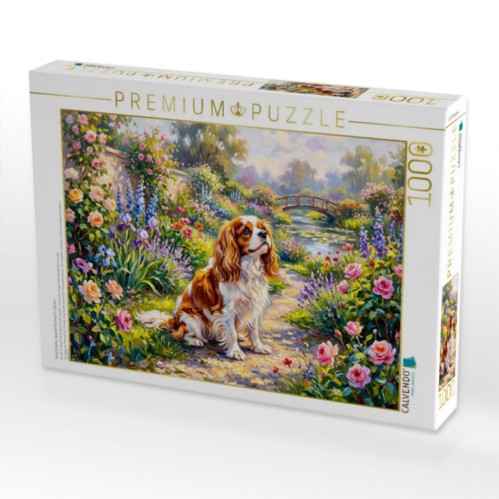 King Charles Spaniel Portrait im Garten - CALVENDO Foto-Puzzle'