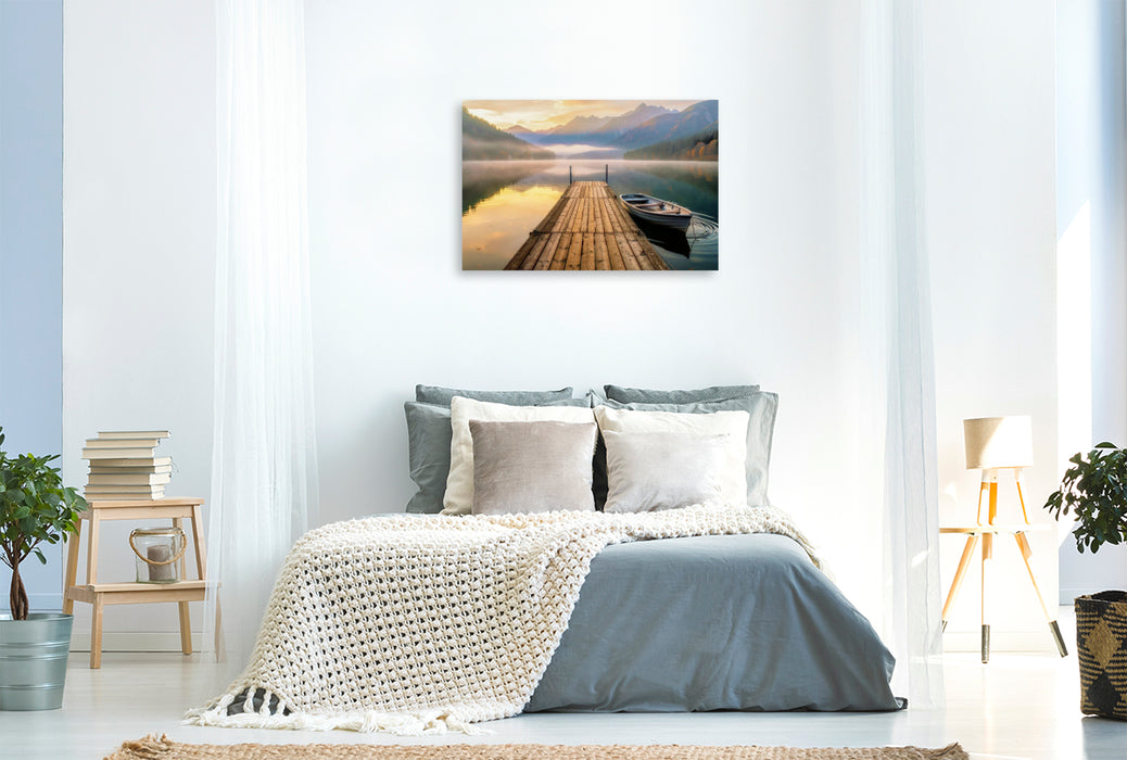 Premium Textil-Leinwand Wo Wasser und Zeit gemeinsam atmen.
