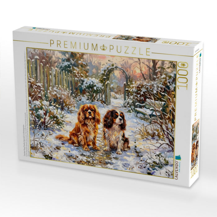 Cavalier King Charles Spaniels im Wintergarten - CALVENDO Foto-Puzzle'