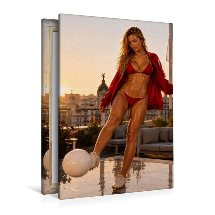 Premium Textil-Leinwand Fußballgöttin