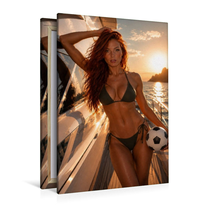 Premium Textil-Leinwand Sommer, Sonne, Fußball
