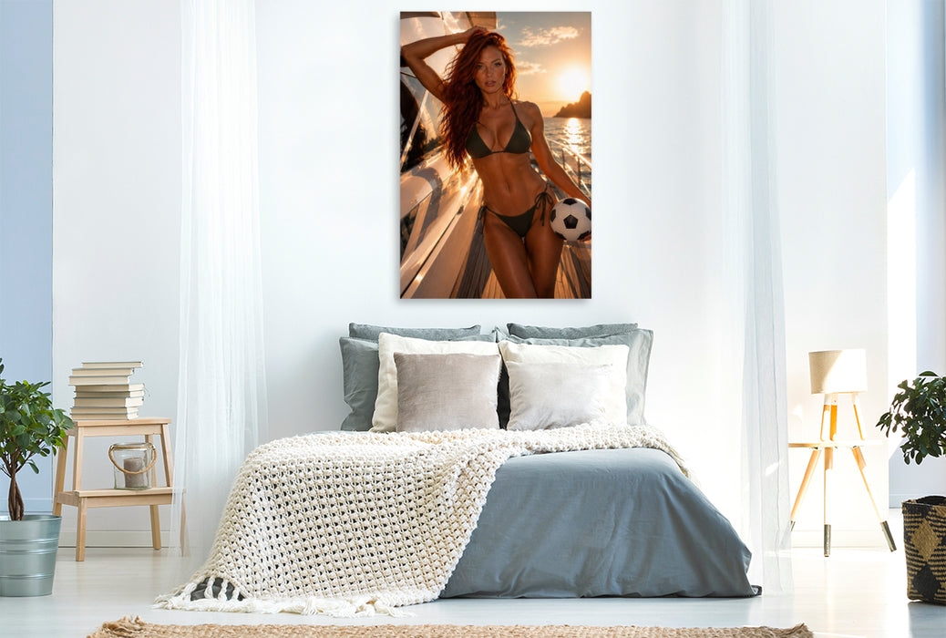 Premium Textil-Leinwand Sommer, Sonne, Fußball