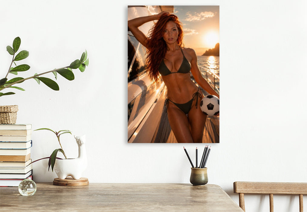 Premium Textil-Leinwand Sommer, Sonne, Fußball
