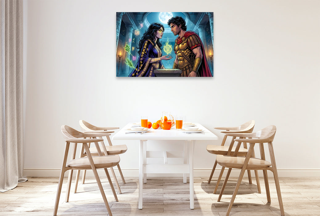 Premium Textil-Leinwand Medea hilft Jason