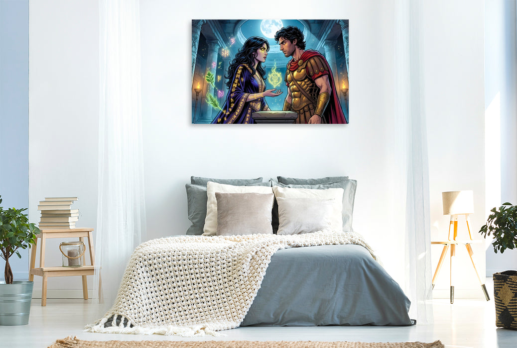 Premium Textil-Leinwand Medea hilft Jason