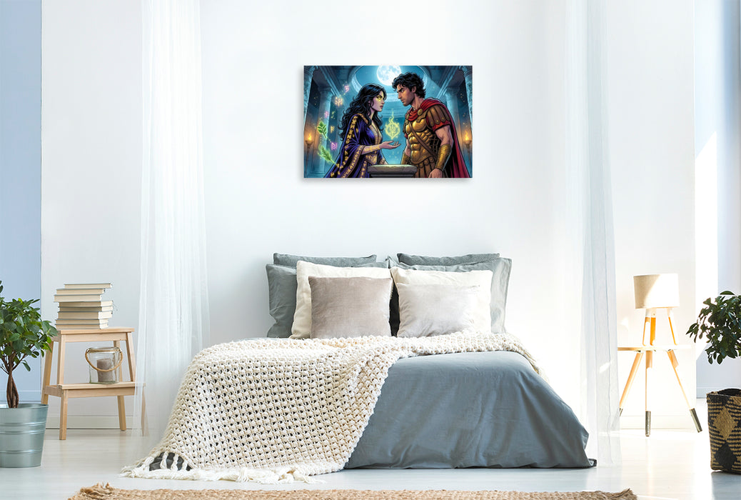Premium Textil-Leinwand Medea hilft Jason