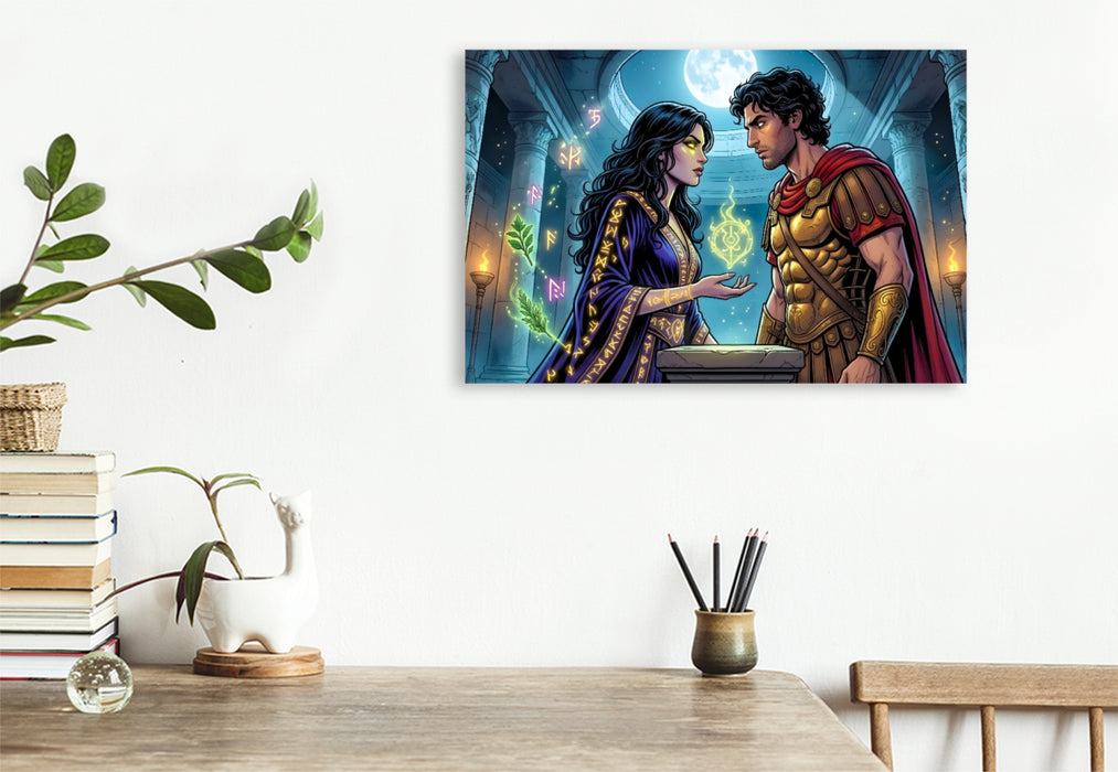 Premium Textil-Leinwand Medea hilft Jason