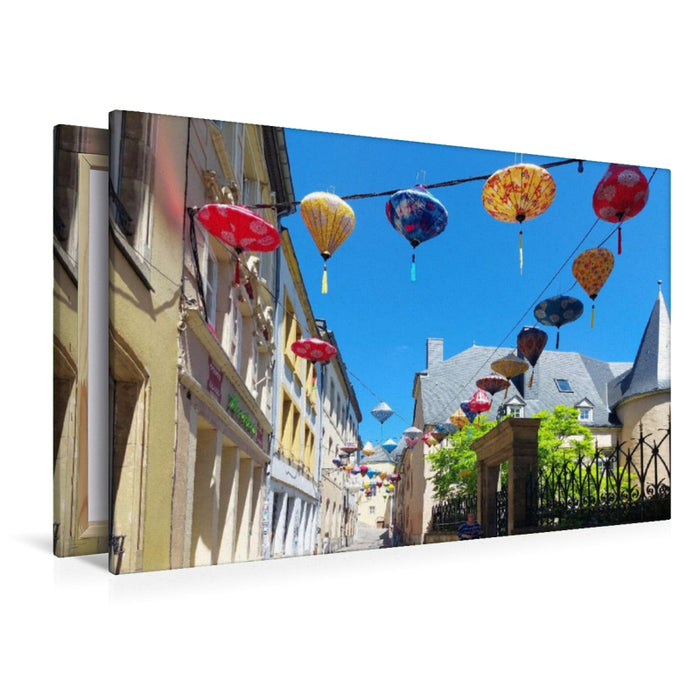 Premium Textil-Leinwand Luxemburg-Stadt, Lampions in der Rue du St. Esprit