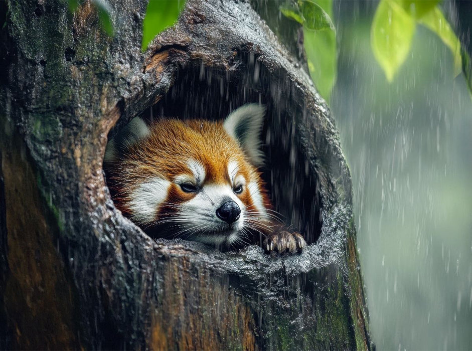 Roter Panda - Regentag im Himalaya - CALVENDO Foto-Puzzle'