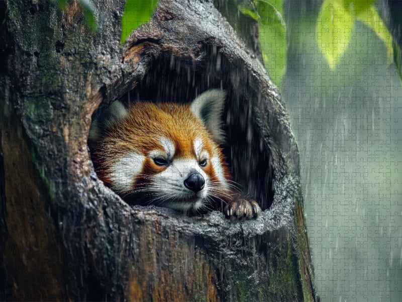 Roter Panda - Regentag im Himalaya - CALVENDO Foto-Puzzle'