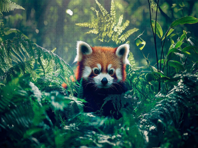 Roter Panda - Zwischen Farnen und Licht - CALVENDO Foto-Puzzle'