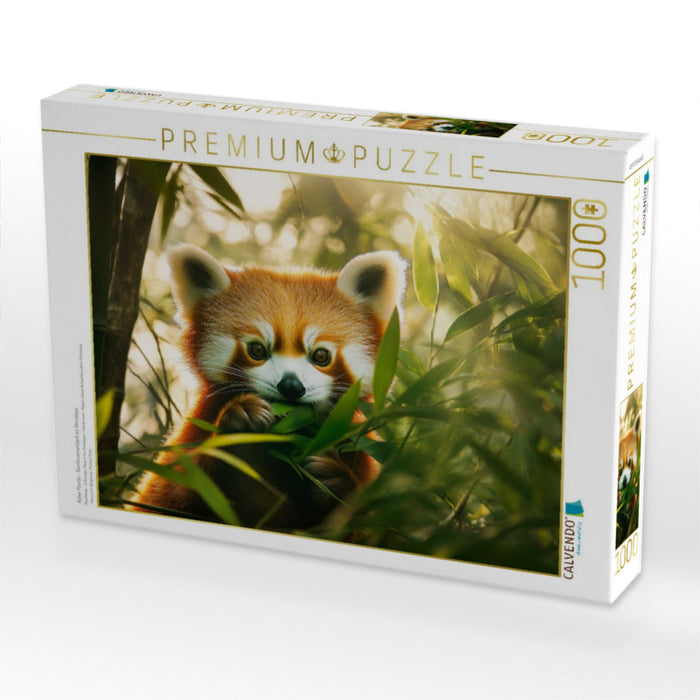 Roter Panda - Bambusmahlzeit im Himalaya - CALVENDO Foto-Puzzle'