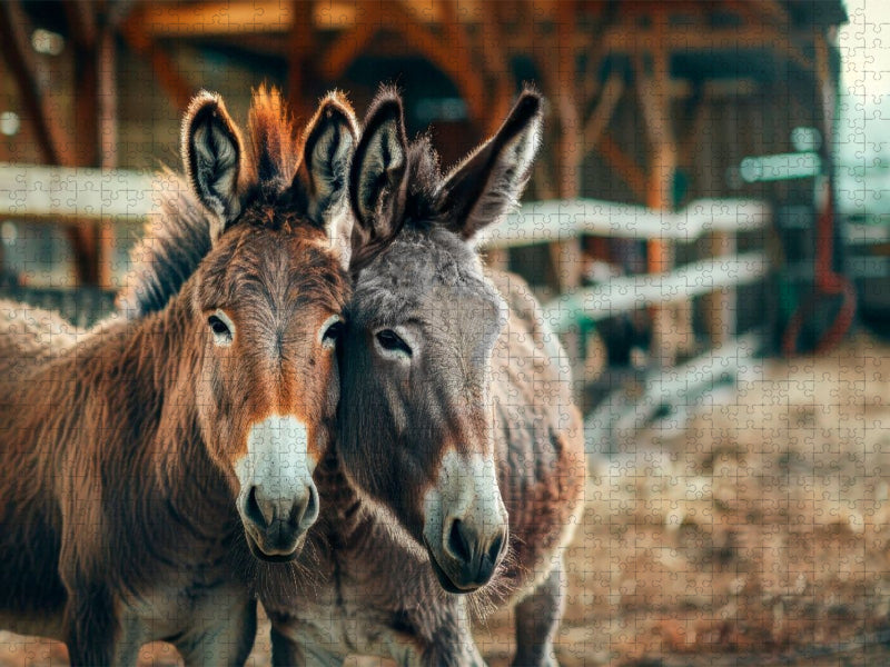 Esel - Zweisamkeit auf dem Hof - CALVENDO Foto-Puzzle'
