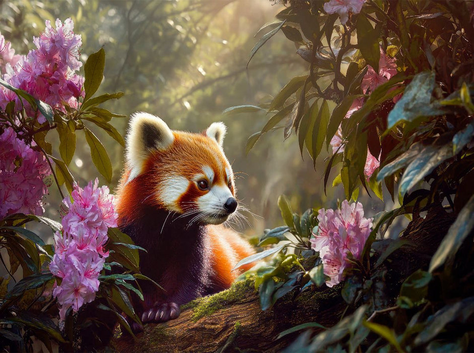 Roter Panda - Blütenzauber im Himalaya - CALVENDO Foto-Puzzle'