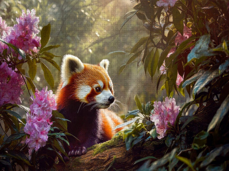 Roter Panda - Blütenzauber im Himalaya - CALVENDO Foto-Puzzle'