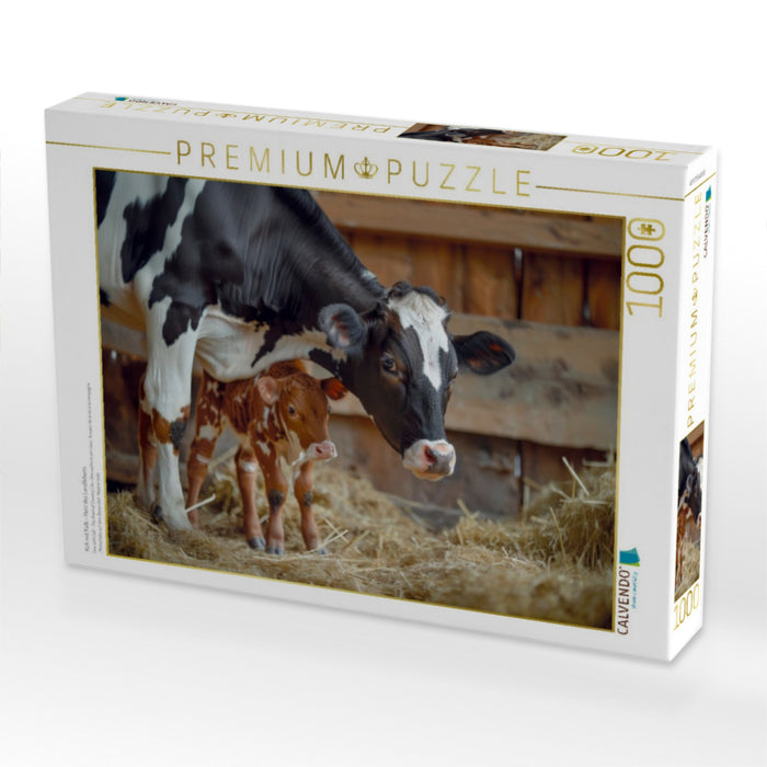 Kuh mit Kalb - Herz des Landlebens - CALVENDO Foto-Puzzle'