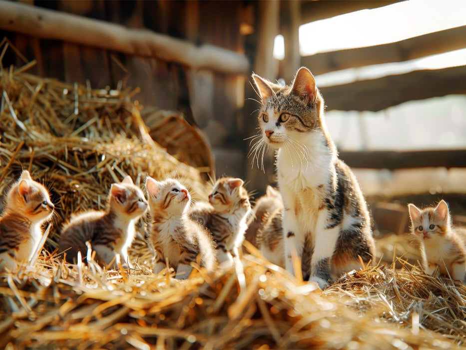 Katzen - Familienzeit im Heustall - CALVENDO Foto-Puzzle'