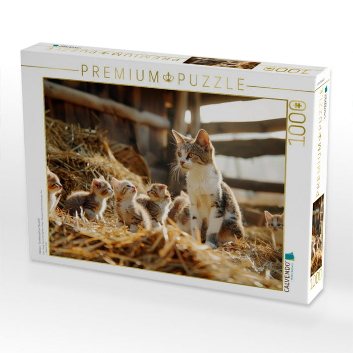 Katzen - Familienzeit im Heustall - CALVENDO Foto-Puzzle'