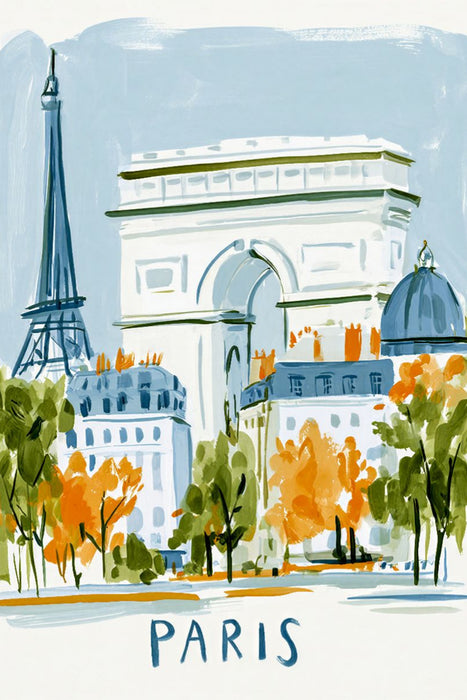 Premium Textil-Leinwand Paris und der Arc de Triomphe