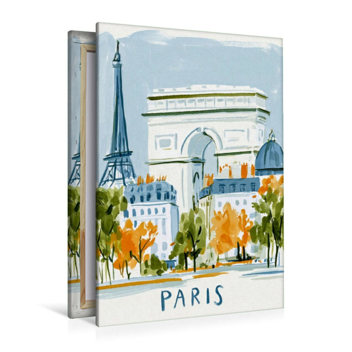 Premium Textil-Leinwand Paris und der Arc de Triomphe