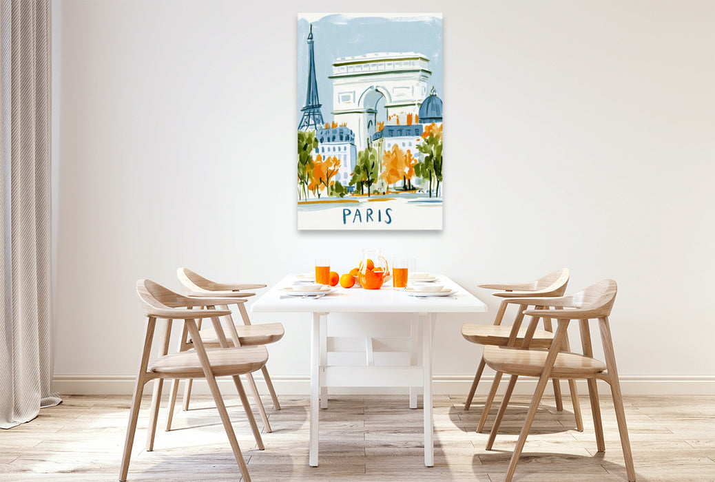 Premium Textil-Leinwand Paris und der Arc de Triomphe