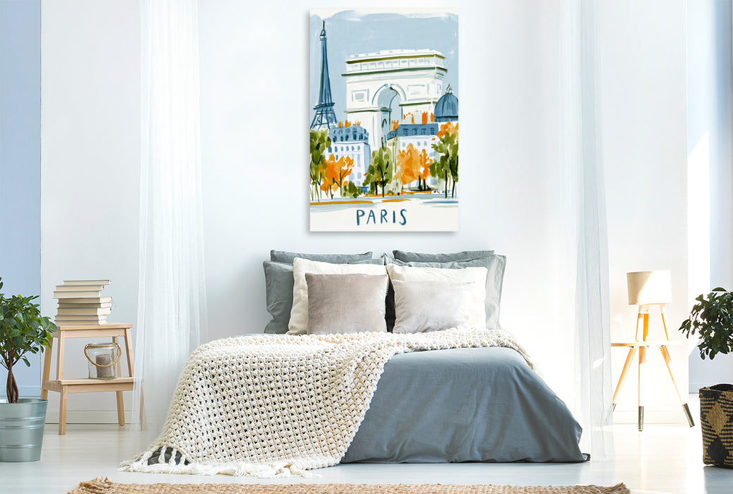 Premium Textil-Leinwand Paris und der Arc de Triomphe