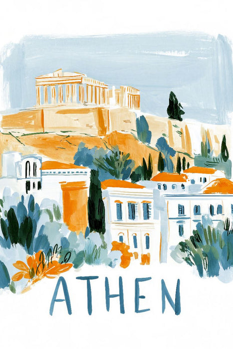 Premium Textil-Leinwand Athen mit Parthenon auf der Akropolis