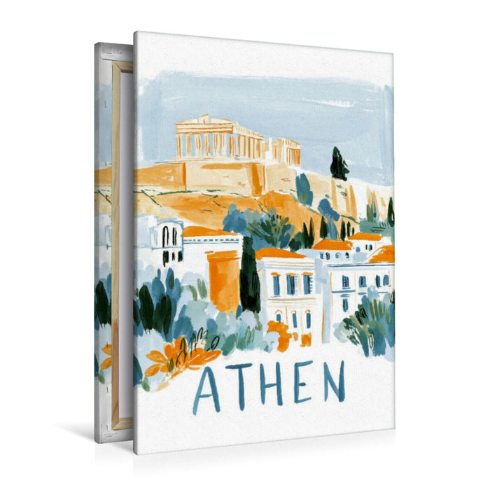 Premium Textil-Leinwand Athen mit Parthenon auf der Akropolis