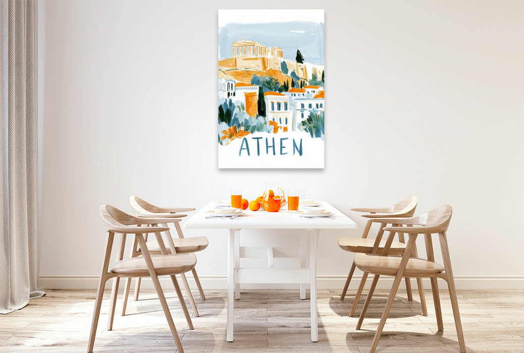 Premium Textil-Leinwand Athen mit Parthenon auf der Akropolis