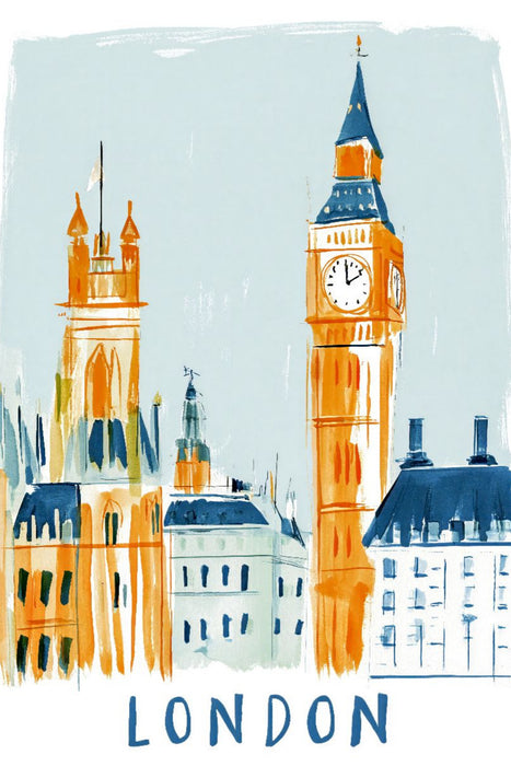 Premium Textil-Leinwand London mit Big Ben und dem Palace of Winchester