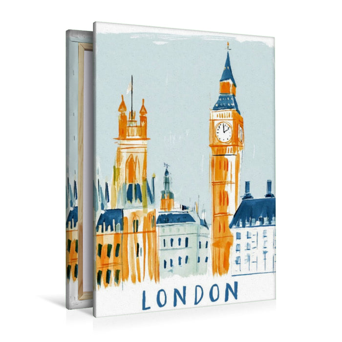 Premium Textil-Leinwand London mit Big Ben und dem Palace of Winchester
