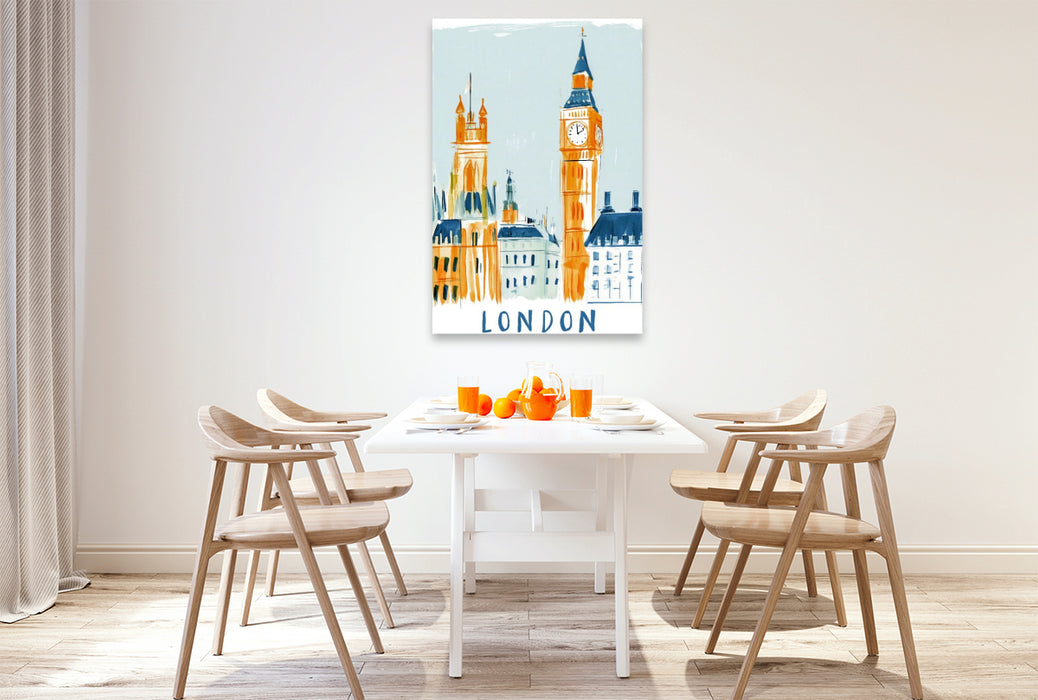 Premium Textil-Leinwand London mit Big Ben und dem Palace of Winchester