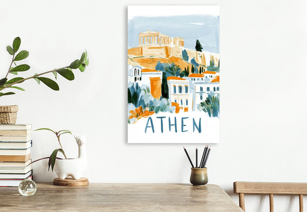 Premium Textil-Leinwand Athen mit Parthenon auf der Akropolis