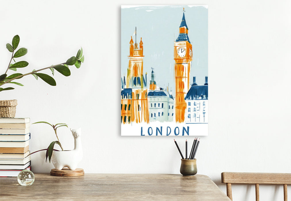 Premium Textil-Leinwand London mit Big Ben und dem Palace of Winchester