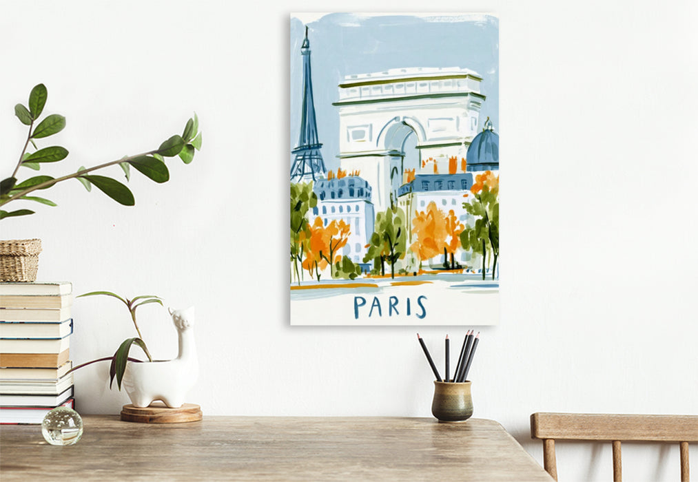 Premium Textil-Leinwand Paris und der Arc de Triomphe