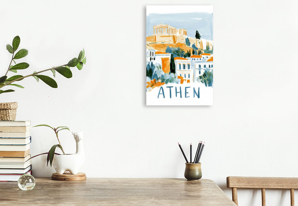 Premium Textil-Leinwand Athen mit Parthenon auf der Akropolis