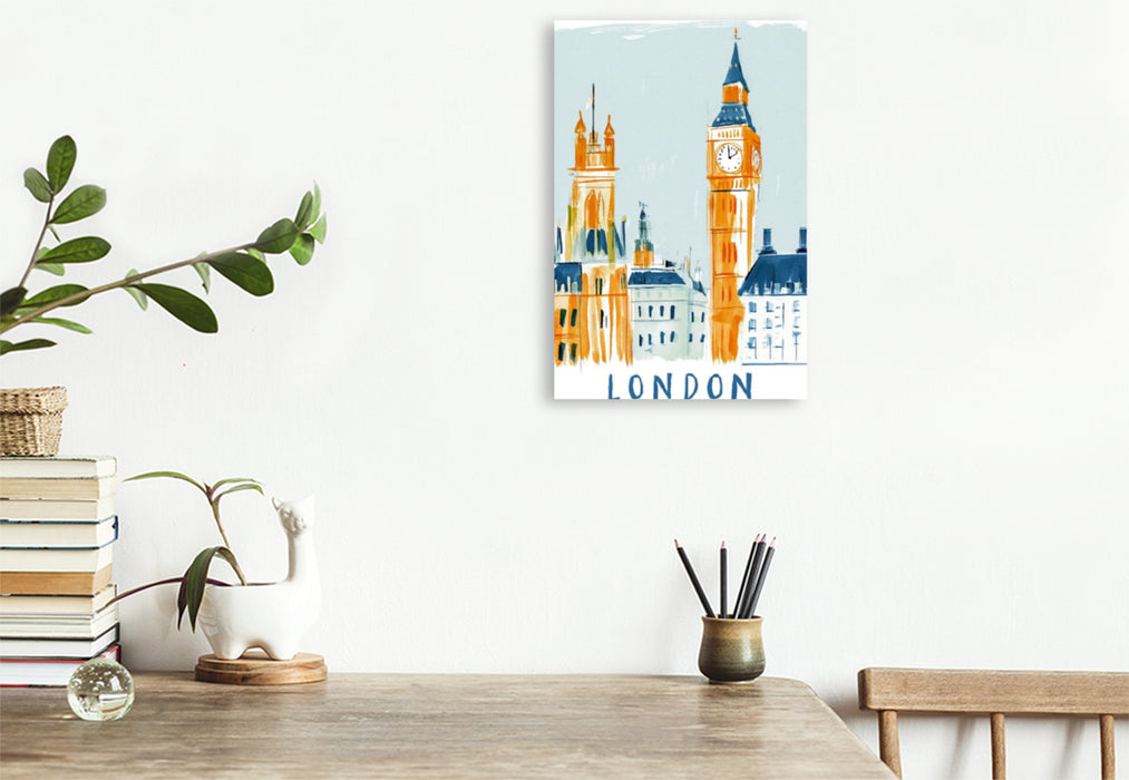 Premium Textil-Leinwand London mit Big Ben und dem Palace of Winchester
