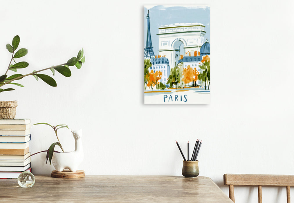 Premium Textil-Leinwand Paris und der Arc de Triomphe