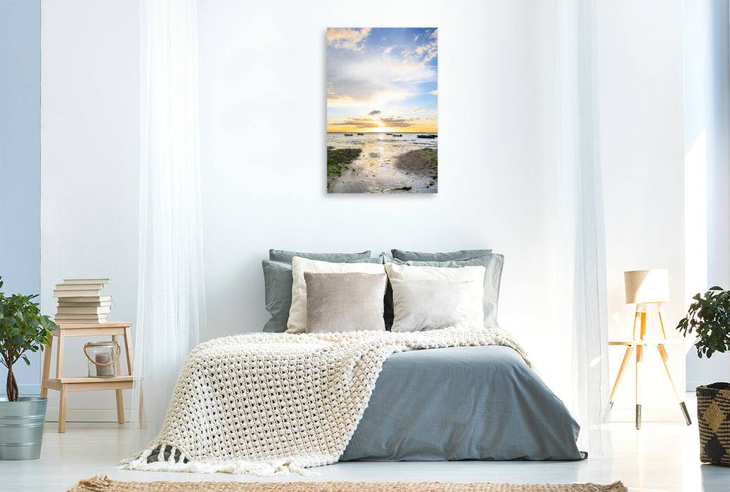 Premium Textil-Leinwand Boote im Abendlicht
