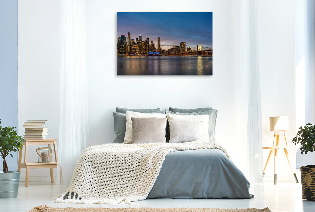 Premium Textil-Leinwand Abendlicht über East River