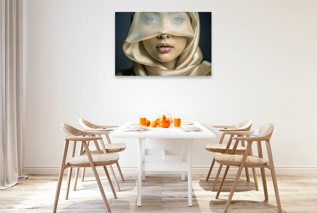 Premium Textil-Leinwand Geheimnisse tragen Augen.
