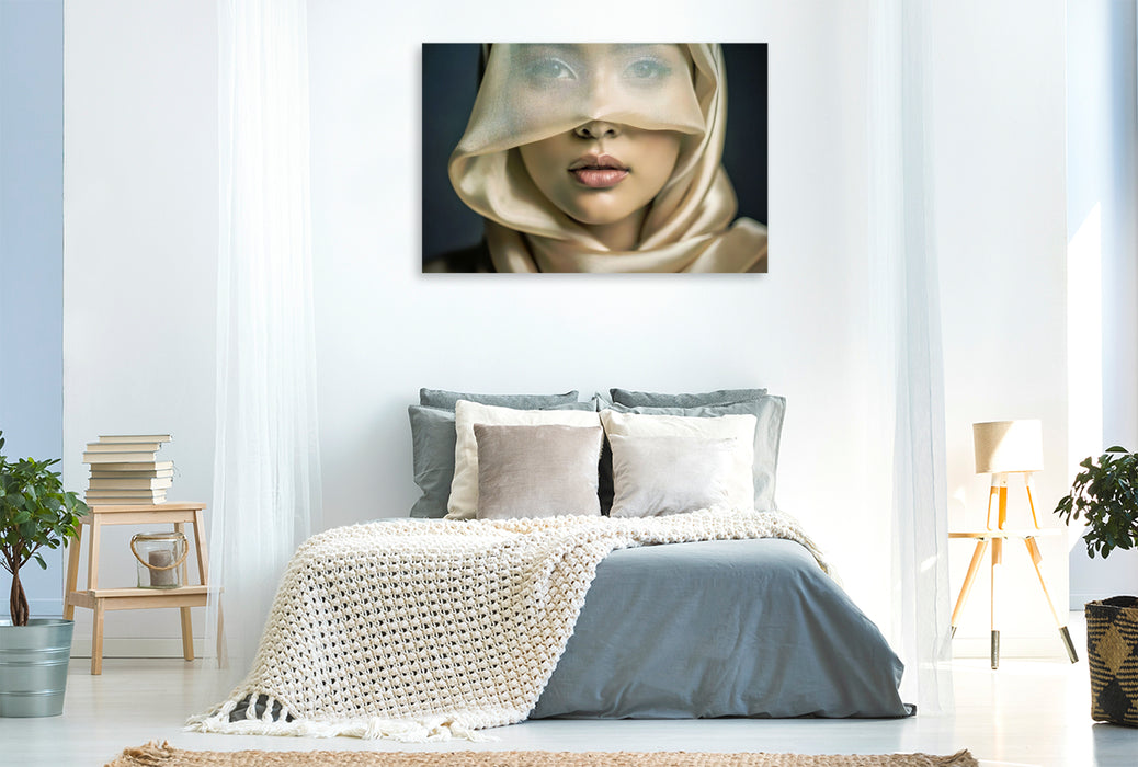 Premium Textil-Leinwand Geheimnisse tragen Augen.