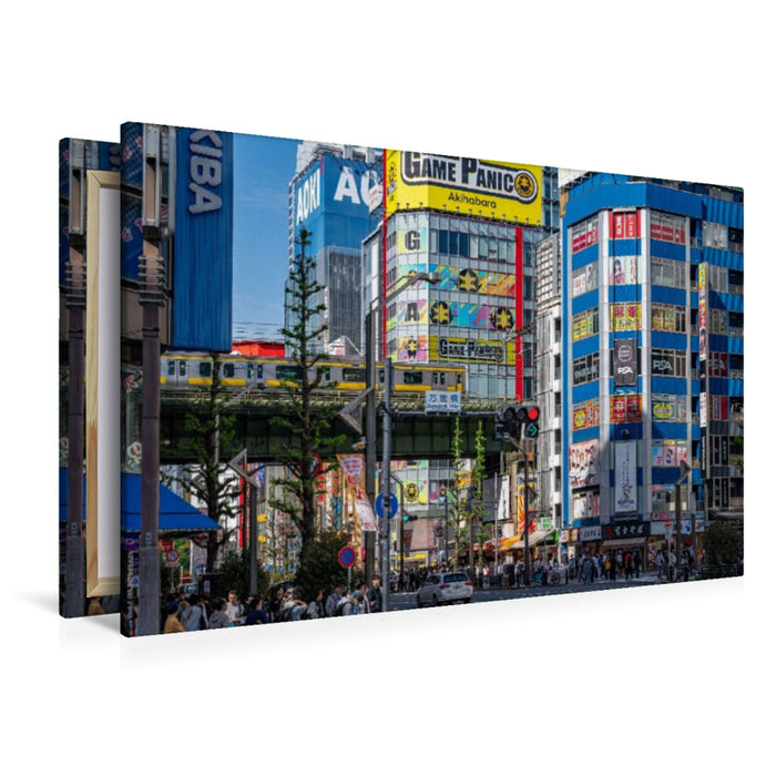 Premium Textil-Leinwand Akihabara Electric Town mit U-Bahn