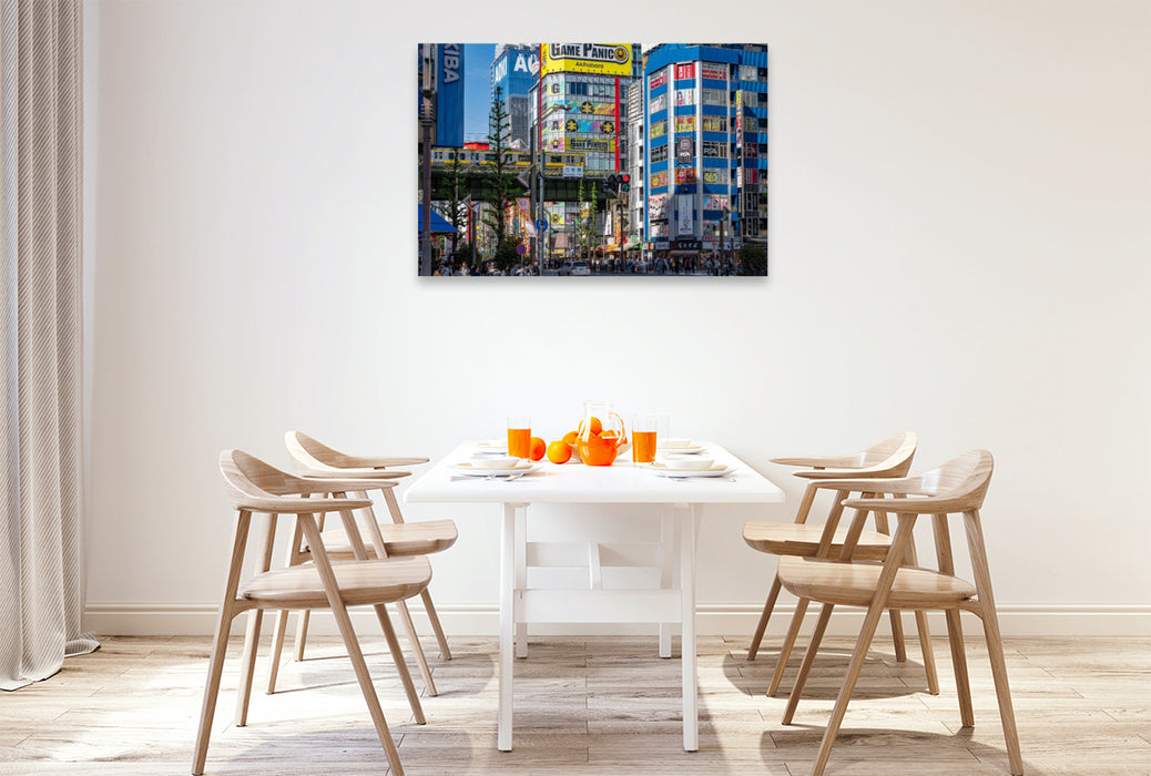 Premium Textil-Leinwand Akihabara Electric Town mit U-Bahn