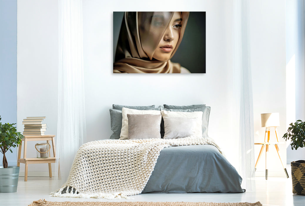 Premium Textil-Leinwand Ein Hauch Nähe, verborgen im Lichtspiel.