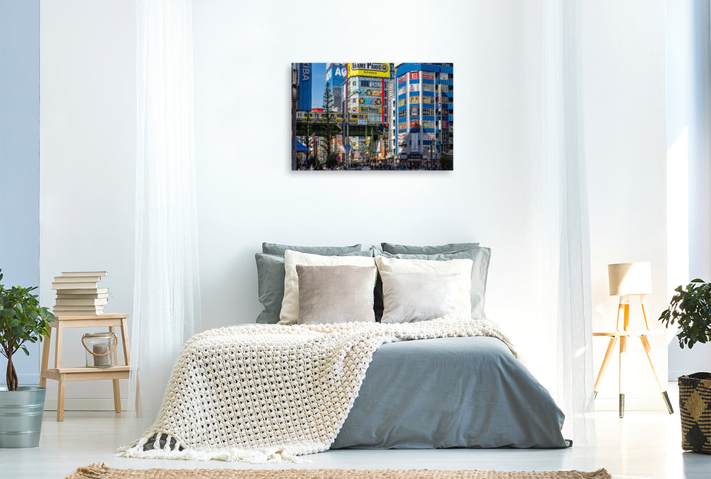 Premium Textil-Leinwand Akihabara Electric Town mit U-Bahn