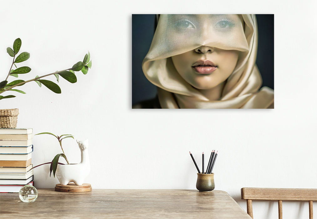 Premium Textil-Leinwand Geheimnisse tragen Augen.