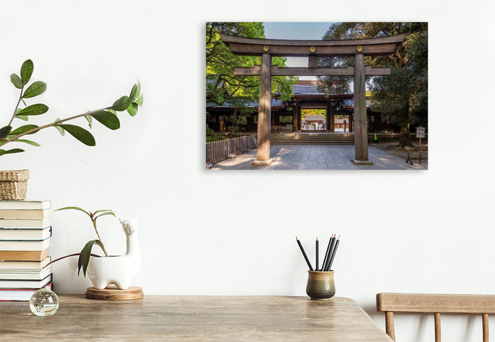 Premium Textil-Leinwand Tor zur Ruhe Der Meiji-Schrein